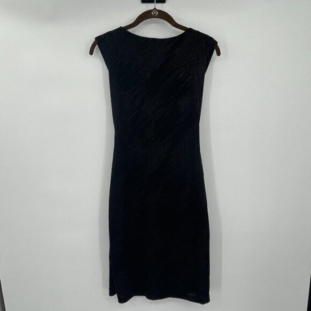 La Belle Womens Dress Medium Black Bodycon Sheath Sequins Glitter Cowl Back Knit
